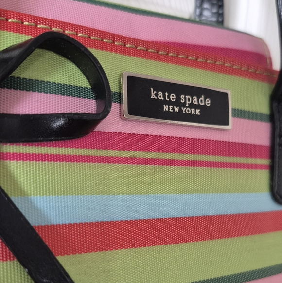 Kate Spade Vintage Small Colorful Striped Handbag With Bow - Picture 10 of 13